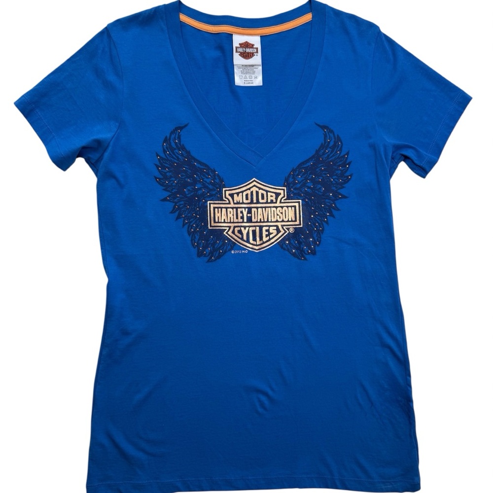 Harley Davidson Women’s Blue V-neck T-shirt Gatlinburg TN Hillbilly Size XL moto